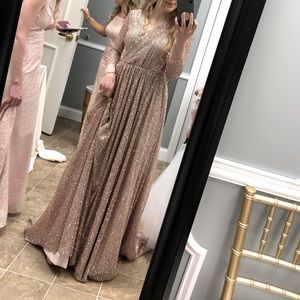 Handmade Champagne Sparkle Long Dress (S) 🤩